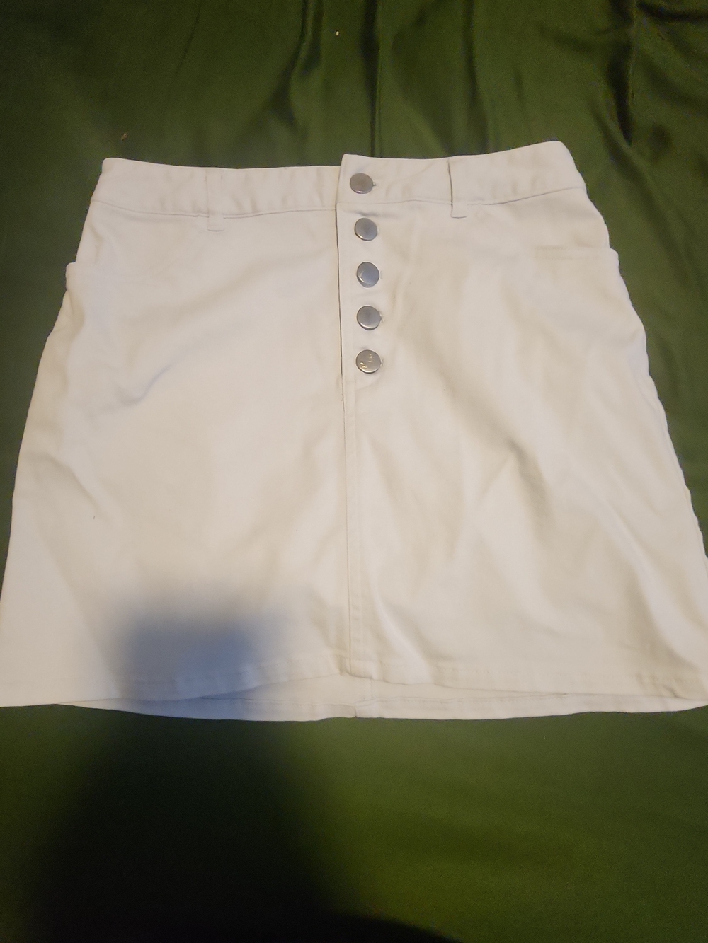 Forever 21 White Button-Front A-Line Mini Skirt